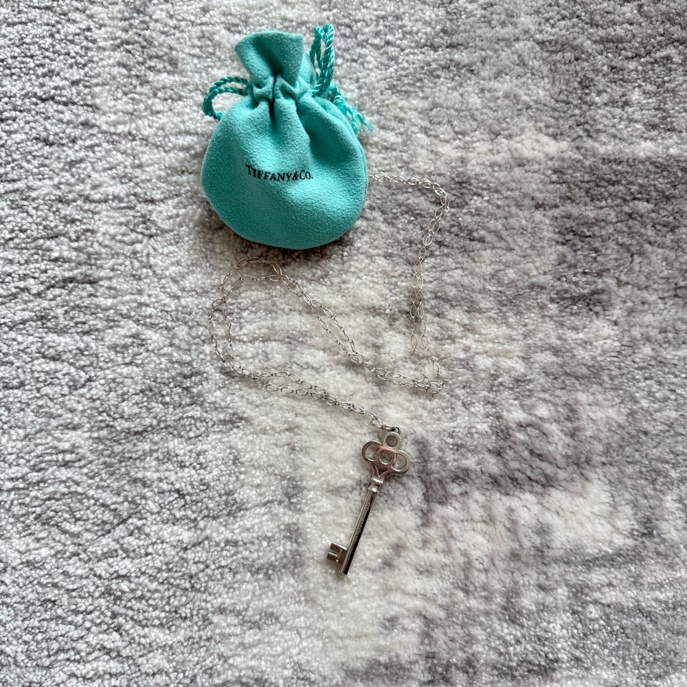 Tiffany & Co. Silver Key Pendant with Blue Pouch